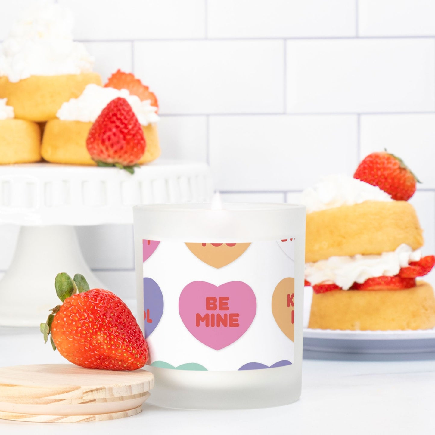 Sweetheart Candle Frosted (Pink Wick) Glass